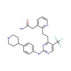 NC(=O)Cc1cccnc1CCc1nc(Nc2ccc(C3CCNCC3)cc2)ncc1C(F)(F)F ZINC000147680272