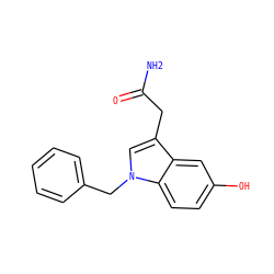 NC(=O)Cc1cn(Cc2ccccc2)c2ccc(O)cc12 ZINC000013445719