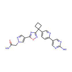 NC(=O)Cn1cc(-c2nc(C3(c4ccc(-c5cnc(N)nc5)nc4)CCC3)no2)cn1 ZINC000096175475
