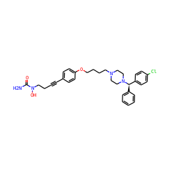 NC(=O)N(O)CCC#Cc1ccc(OCCCCN2CCN([C@H](c3ccccc3)c3ccc(Cl)cc3)CC2)cc1 ZINC000028396661