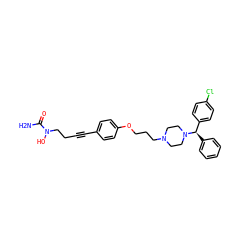 NC(=O)N(O)CCC#Cc1ccc(OCCCN2CCN([C@H](c3ccccc3)c3ccc(Cl)cc3)CC2)cc1 ZINC000028456247