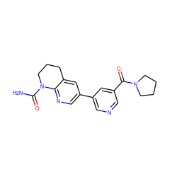 NC(=O)N1CCCc2cc(-c3cncc(C(=O)N4CCCC4)c3)cnc21 ZINC000221461281