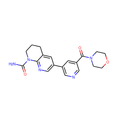 NC(=O)N1CCCc2cc(-c3cncc(C(=O)N4CCOCC4)c3)cnc21 ZINC000221466234