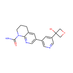 NC(=O)N1CCCc2cc(-c3cncc(C4(O)COC4)c3)cnc21 ZINC001772611349