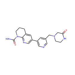 NC(=O)N1CCCc2cc(-c3cncc(CN4CCNC(=O)C4)c3)cnc21 ZINC001772649619