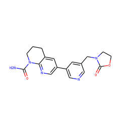 NC(=O)N1CCCc2cc(-c3cncc(CN4CCOC4=O)c3)cnc21 ZINC001772631354