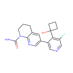 NC(=O)N1CCCc2cc(-c3cncc(F)c3C3(O)CCC3)cnc21 ZINC001772613037