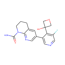 NC(=O)N1CCCc2cc(-c3cncc(F)c3C3(O)COC3)cnc21 ZINC001772616341