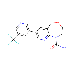 NC(=O)N1CCOCc2cc(-c3cncc(C(F)(F)F)c3)cnc21 ZINC001772617786