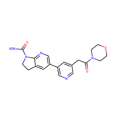 NC(=O)N1CCc2cc(-c3cncc(CC(=O)N4CCOCC4)c3)cnc21 ZINC001772642753