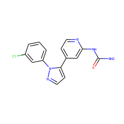 NC(=O)Nc1cc(-c2ccnn2-c2cccc(Cl)c2)ccn1 ZINC000169702063