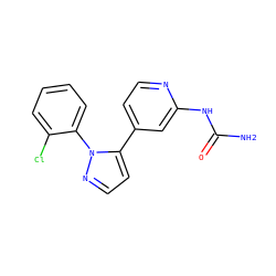 NC(=O)Nc1cc(-c2ccnn2-c2ccccc2Cl)ccn1 ZINC000141312301
