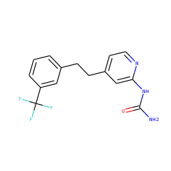 NC(=O)Nc1cc(CCc2cccc(C(F)(F)F)c2)ccn1 ZINC000167630452