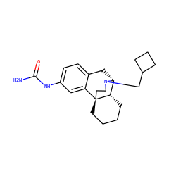 NC(=O)Nc1ccc2c(c1)[C@@]13CCCC[C@H]1[C@@H](C2)N(CC1CCC1)CC3 ZINC000028714162