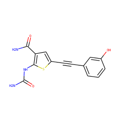 NC(=O)Nc1sc(C#Cc2cccc(O)c2)cc1C(N)=O ZINC000028524368