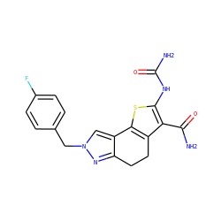 NC(=O)Nc1sc2c(c1C(N)=O)CCc1nn(Cc3ccc(F)cc3)cc1-2 ZINC000066074581