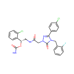 NC(=O)O[C@@H](CNC(=O)Cn1nc(-c2ccc(Cl)cc2)n(Cc2ccccc2F)c1=O)c1ccccc1Cl ZINC000113414465