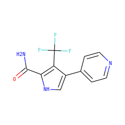 NC(=O)c1[nH]cc(-c2ccncc2)c1C(F)(F)F ZINC000218864247