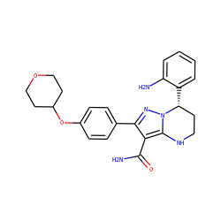 NC(=O)c1c(-c2ccc(OC3CCOCC3)cc2)nn2c1NCC[C@H]2c1ccccc1N ZINC001772635483