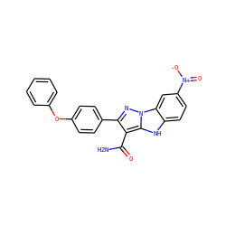 NC(=O)c1c(-c2ccc(Oc3ccccc3)cc2)nn2c1[nH]c1ccc([N+](=O)[O-])cc12 ZINC001772584097