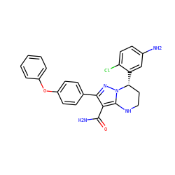 NC(=O)c1c(-c2ccc(Oc3ccccc3)cc2)nn2c1NCC[C@H]2c1cc(N)ccc1Cl ZINC001772616543