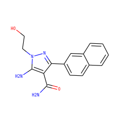 NC(=O)c1c(-c2ccc3ccccc3c2)nn(CCO)c1N ZINC000103252517