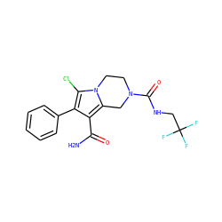 NC(=O)c1c(-c2ccccc2)c(Cl)n2c1CN(C(=O)NCC(F)(F)F)CC2 ZINC000223374712
