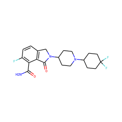 NC(=O)c1c(F)ccc2c1C(=O)N(C1CCN(C3CCC(F)(F)CC3)CC1)C2 ZINC000117362769