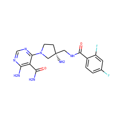 NC(=O)c1c(N)ncnc1N1CC[C@@](N)(CNC(=O)c2ccc(F)cc2F)C1 ZINC000219320038