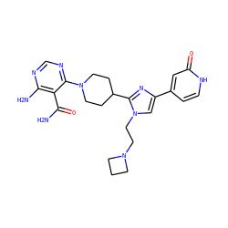 NC(=O)c1c(N)ncnc1N1CCC(c2nc(-c3cc[nH]c(=O)c3)cn2CCN2CCC2)CC1 ZINC001772651531