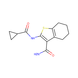 NC(=O)c1c(NC(=O)C2CC2)sc2c1CCCC2 ZINC000000035547