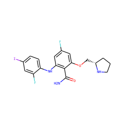 NC(=O)c1c(Nc2ccc(I)cc2F)cc(F)cc1OC[C@@H]1CCCN1 ZINC000096905643
