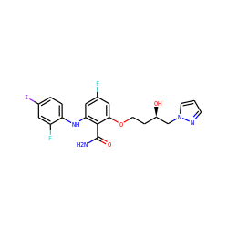 NC(=O)c1c(Nc2ccc(I)cc2F)cc(F)cc1OCC[C@@H](O)Cn1cccn1 ZINC000096905641
