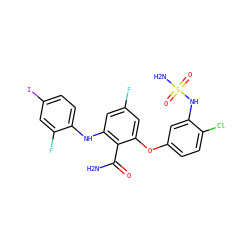 NC(=O)c1c(Nc2ccc(I)cc2F)cc(F)cc1Oc1ccc(Cl)c(NS(N)(=O)=O)c1 ZINC000653799572