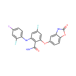 NC(=O)c1c(Nc2ccc(I)cc2F)cc(F)cc1Oc1ccc2oc(=O)[nH]c2c1 ZINC000068207171