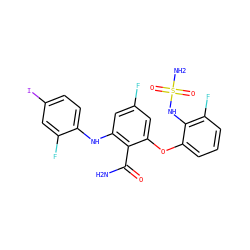 NC(=O)c1c(Nc2ccc(I)cc2F)cc(F)cc1Oc1cccc(F)c1NS(N)(=O)=O ZINC000653845326