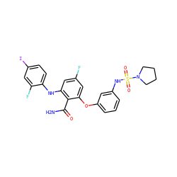 NC(=O)c1c(Nc2ccc(I)cc2F)cc(F)cc1Oc1cccc(NS(=O)(=O)N2CCCC2)c1 ZINC000096905630