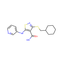 NC(=O)c1c(SCC2CCCCC2)nsc1Nc1cccnc1 ZINC000003938263