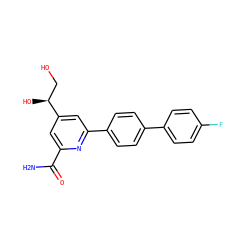 NC(=O)c1cc([C@@H](O)CO)cc(-c2ccc(-c3ccc(F)cc3)cc2)n1 ZINC000114602151