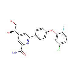 NC(=O)c1cc([C@@H](O)CO)cc(-c2ccc(Oc3cc(Cl)ccc3F)cc2)n1 ZINC000114601114