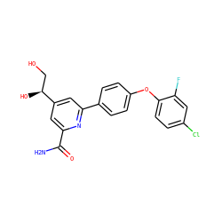 NC(=O)c1cc([C@@H](O)CO)cc(-c2ccc(Oc3ccc(Cl)cc3F)cc2)n1 ZINC000114592828