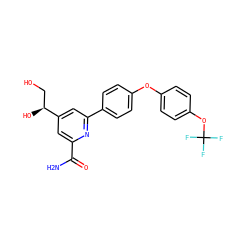 NC(=O)c1cc([C@@H](O)CO)cc(-c2ccc(Oc3ccc(OC(F)(F)F)cc3)cc2)n1 ZINC000114603545