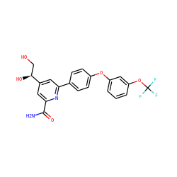 NC(=O)c1cc([C@@H](O)CO)cc(-c2ccc(Oc3cccc(OC(F)(F)F)c3)cc2)n1 ZINC000114602951