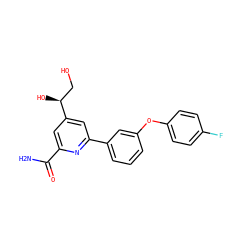 NC(=O)c1cc([C@@H](O)CO)cc(-c2cccc(Oc3ccc(F)cc3)c2)n1 ZINC000114603165