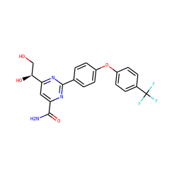 NC(=O)c1cc([C@@H](O)CO)nc(-c2ccc(Oc3ccc(C(F)(F)F)cc3)cc2)n1 ZINC000147544781