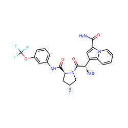 NC(=O)c1cc([C@H](N)C(=O)N2C[C@H](F)C[C@H]2C(=O)Nc2cccc(OC(F)(F)F)c2)c2ccccn12 ZINC000205055981