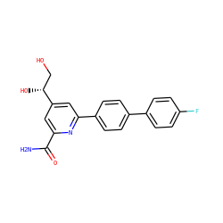 NC(=O)c1cc([C@H](O)CO)cc(-c2ccc(-c3ccc(F)cc3)cc2)n1 ZINC000114599960