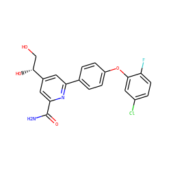 NC(=O)c1cc([C@H](O)CO)cc(-c2ccc(Oc3cc(Cl)ccc3F)cc2)n1 ZINC000114601112