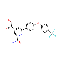 NC(=O)c1cc([C@H](O)CO)cc(-c2ccc(Oc3ccc(C(F)(F)F)cc3)cc2)n1 ZINC000114593553