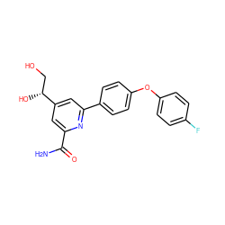 NC(=O)c1cc([C@H](O)CO)cc(-c2ccc(Oc3ccc(F)cc3)cc2)n1 ZINC000114593049
